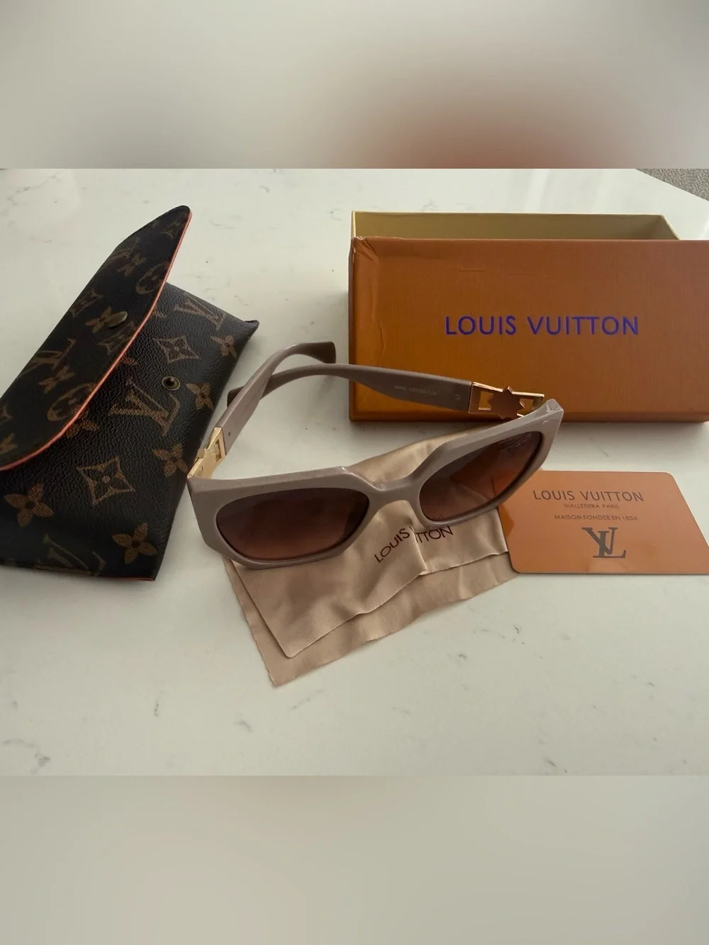 Louis Vuitton Gloss Cat-Eye Sunglasses with Gold Accents